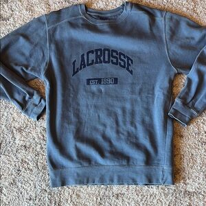 Comfort Colors Slate Blue Lacrosse Crewneck Sweatshirt